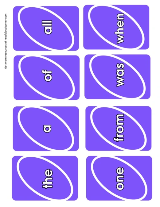 Kindergarten Sight Word Cards: Purple