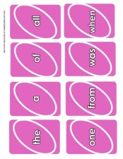 Kindergarten Sight Word Cards: Pink