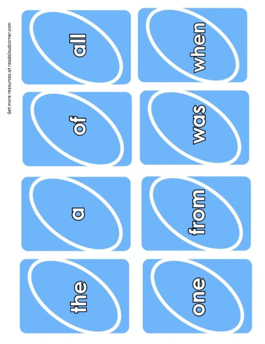Kindergarten Sight Word Cards: Blue