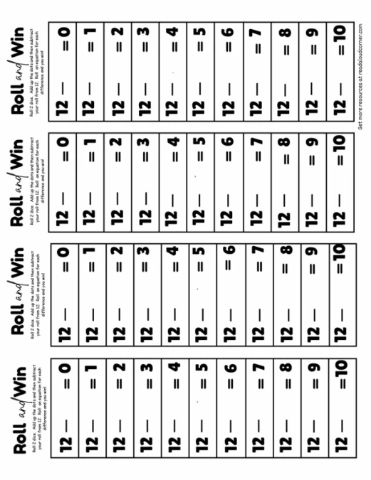 Roll and Win Subtraction