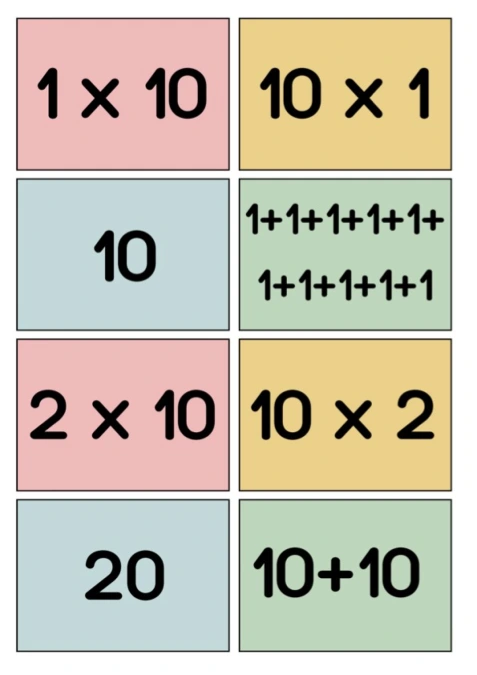 Multiplication 10 (Spoons/Go Fish/Memory) Color
