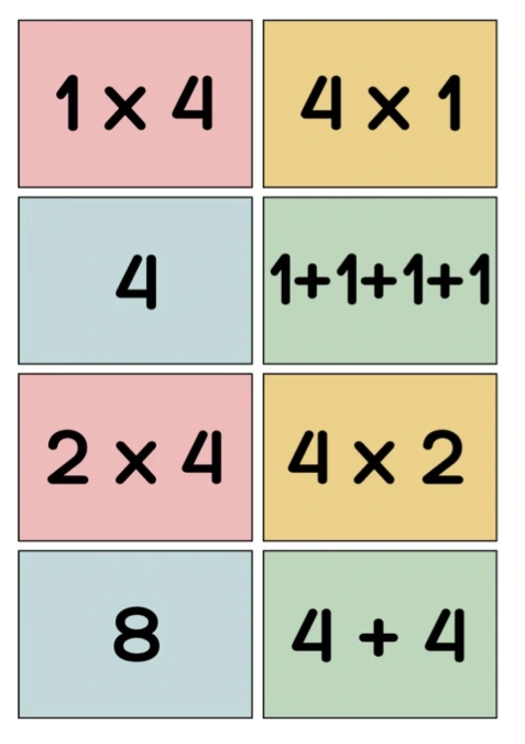 Multiplication 4 (Spoons/Go Fish/Memory) Color