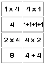 Multiplication 4 (Spoons/Go Fish/Memory) Black & White
