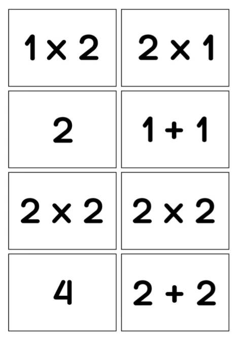 Multiplication 2 (Spoons/Go Fish/Memory) Black & White