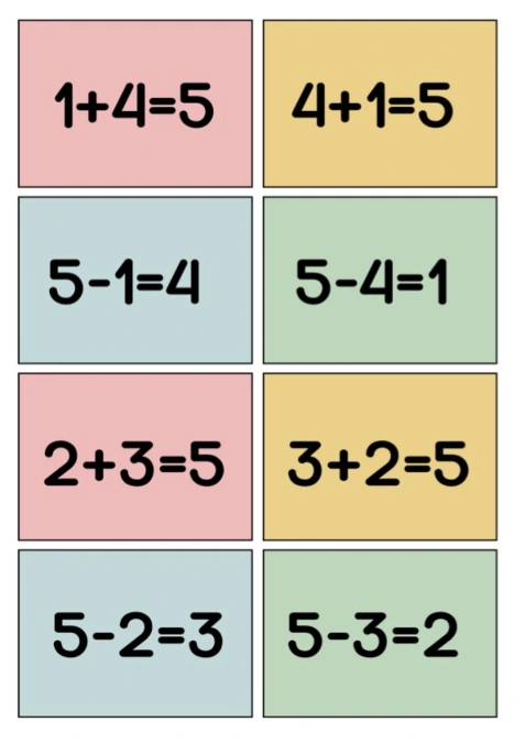Fact Families 5 (Spoons/Go Fish/Memory) Color