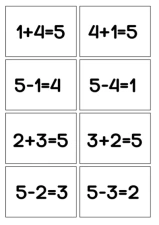 Fact Families 5 (Spoons/Go Fish/Memory) Black & White
