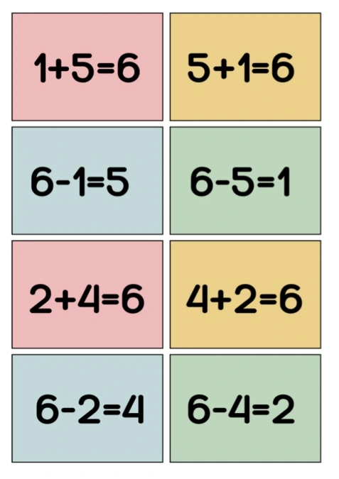 Fact Families 6 (Spoons/Go Fish/Memory) Color