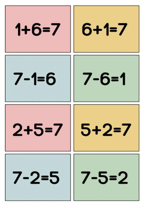 Fact Families 7 (Spoons/Go Fish/Memory) Color
