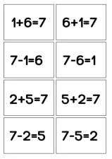 Fact Families 7 (Spoons/Go Fish/Memory) Black & White