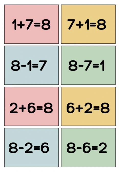 Fact Families 8 (Spoons/Go Fish/Memory) Color