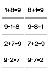 Fact Families 9 (Spoons/Go Fish/Memory) Black & White