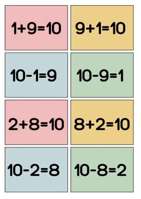 Fact Families 10 (Spoons/Go Fish/Memory) Color