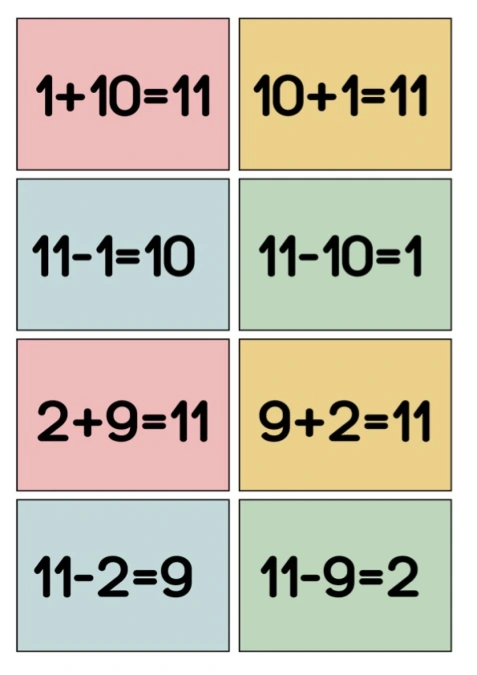 Fact Families 11 (Spoons/Go Fish/Memory) Color