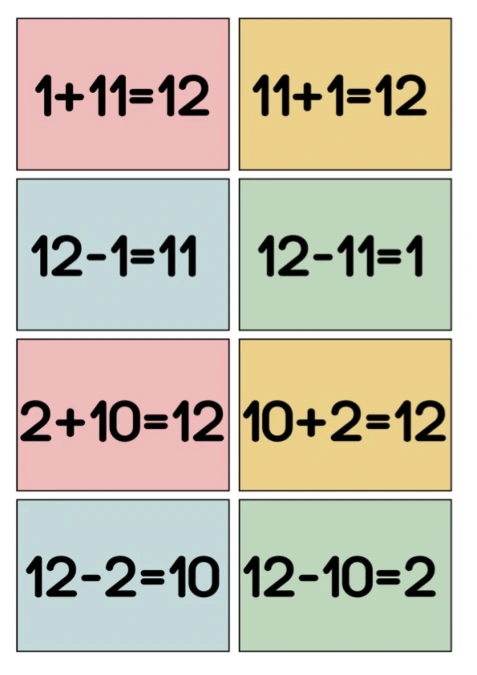 Fact Families 12 (Spoons/Go Fish/Memory) Color