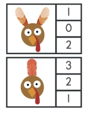 Turkey Clip Cards 0 - 10