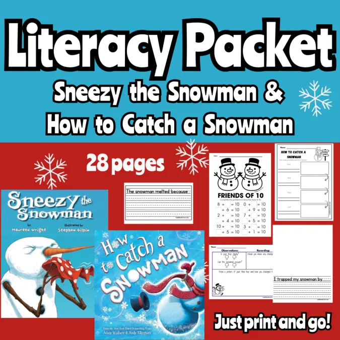 Sneezy the Snowman and How To Catch a Snowman Literacy Packet