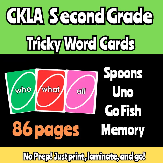 Second Grade Tricky Word Cards