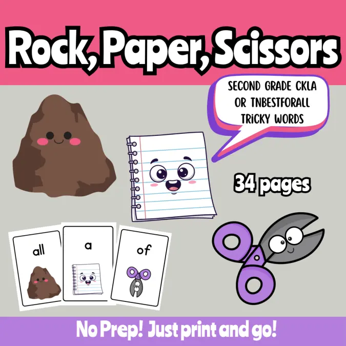 Second Grade Rock, Paper, Scissors Tricky Words