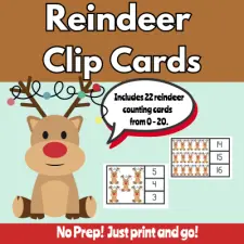Reindeer Clip Cards 0 - 20