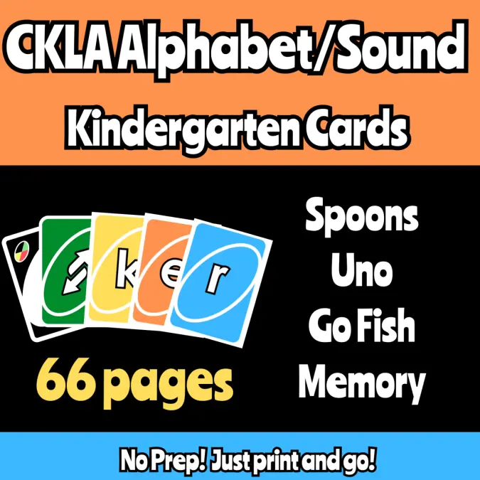 Alphabet Sound Cards CKLA for use with Spoons, Memory, Uno, Go Fish