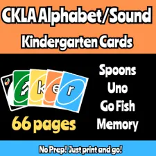 Alphabet Sound Cards CKLA for use with Spoons, Memory, Uno, Go Fish