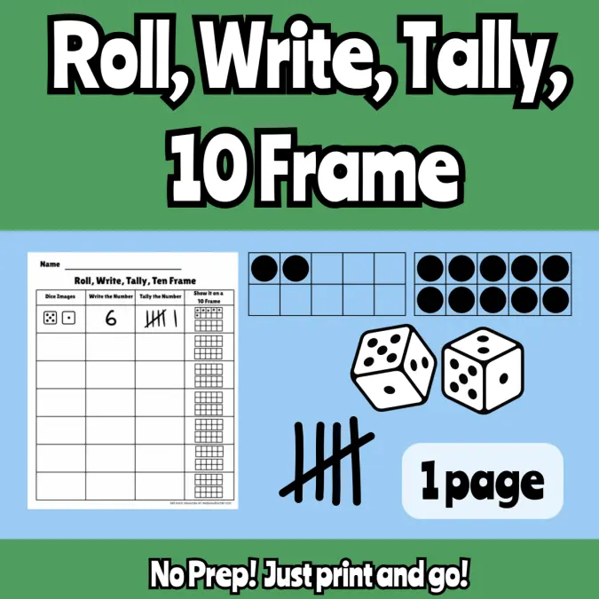 Roll, Write, Tally, Ten Frame