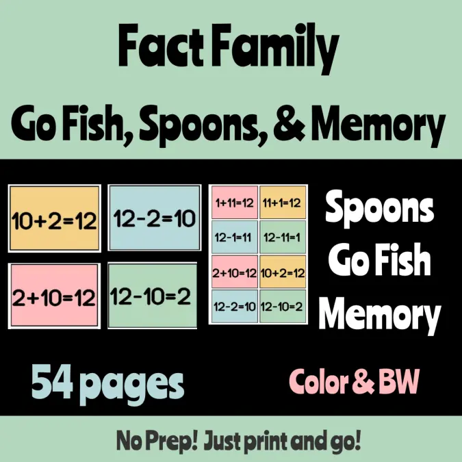 Fact Family Addition & Subtraction Card Games