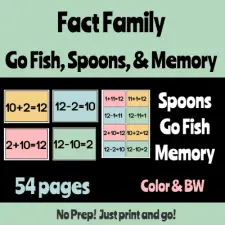 Fact Family Addition & Subtraction Card Games