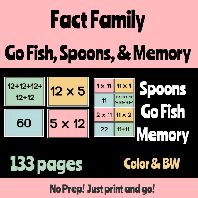 Fact Family Multiplication Card Games