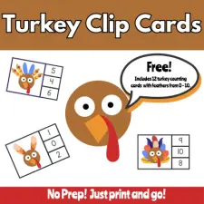 Turkey Clip Cards 0 - 10