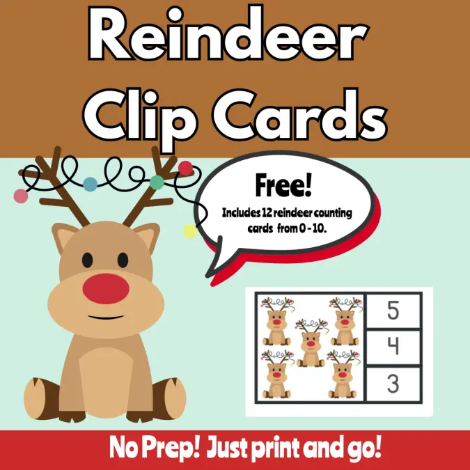 Reindeer Clip Cards 0 - 10