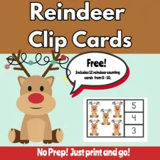 Reindeer Clip Cards 0 - 10
