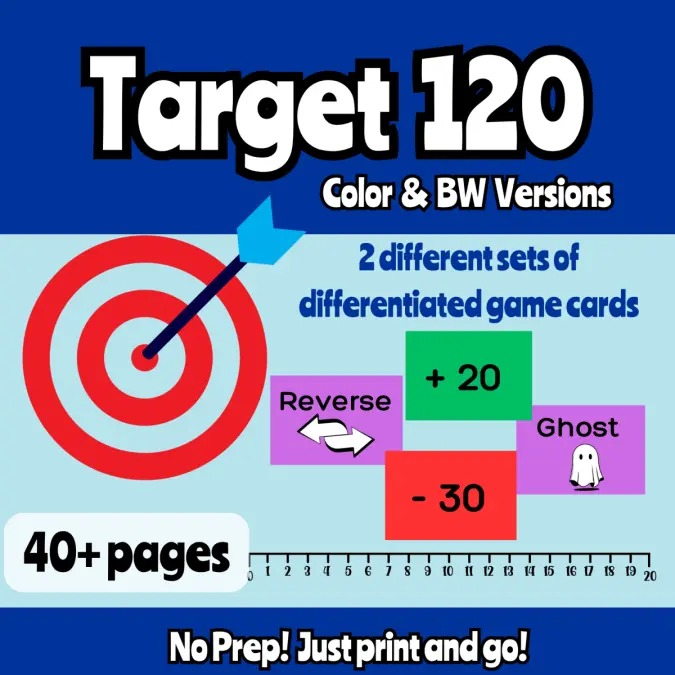 Target 120 Number Line Game | 2nd Grade Reveal Math Unit 3 | Mental Math Fluency