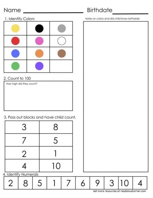 Kindergarten Testing